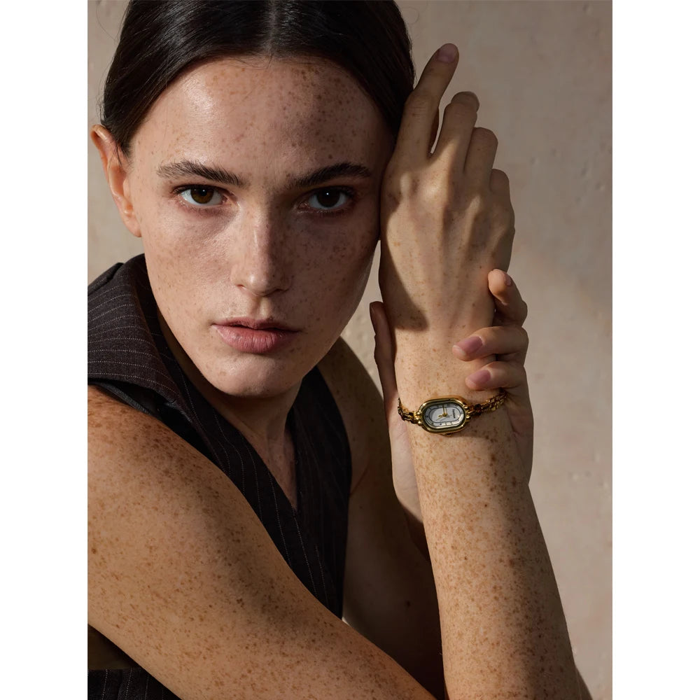 Yhpup Moda Relógio Lades' de Aço Inoxidável com Movimento Japão À Prova D 'Água Polido Brilhante 18K Ouro PVD Banhado Acessórios de Jóias