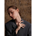 Yhpup anel requintado de aço inoxidável bege esmalte moda 18k ouro platina pvd banhado diariamente joias de dedo bijuterias para mulheres