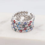 Lucky Eye Azul Turco Evil Eye Anel Aberto Cobre Cor Dourada Anéis de Dedo Ajustáveis para Mulheres Meninas Homens Moda Jóias