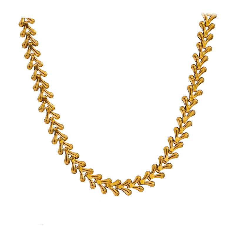 Yhpup colar de folha de aço inoxidável minimalista textura de metal colar feminino joyería acero inoxidável mujer presente de festa