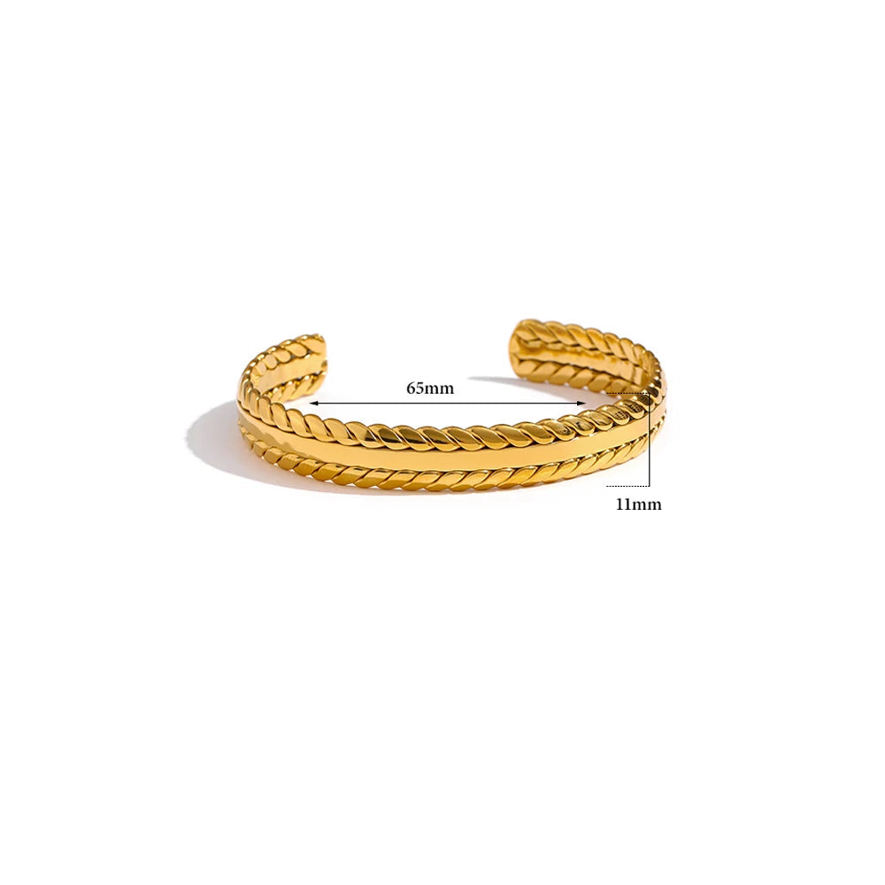 Yhpup pulseira de folhas de aço inoxidável 316l, minimalista, metálico, dourado, 18 k, à prova d'água, joia, presente de festa