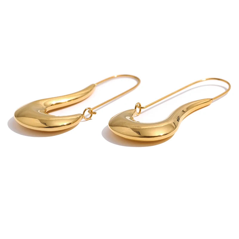 Yhpup Brincos de argola geométricos de aço inoxidável 316L, brincos minimalistas banhados a 18 K, joias à prova d'água para presente feminino