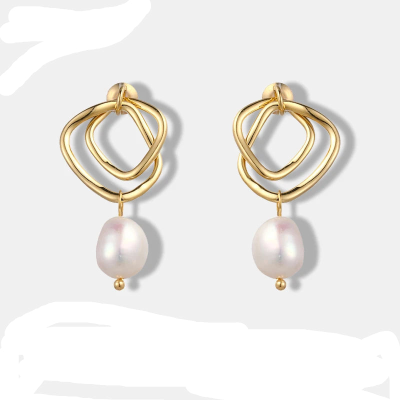 Yhpup moda charme gota geométrica brincos de pérola natural moda coreana minimalista requintado brincos jóias para presente feminino