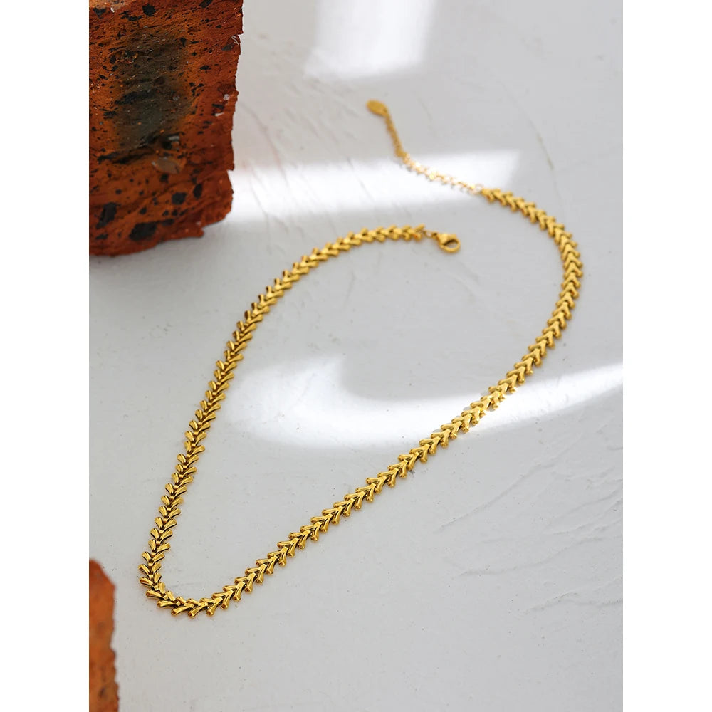 Yhpup colar de folha de aço inoxidável minimalista textura de metal colar feminino joyería acero inoxidável mujer presente de festa