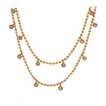 Yhpup zircônia cúbica grânulo chique dupla camada jóias colar de aço inoxidável novo colar feminino бижутерия presente festa