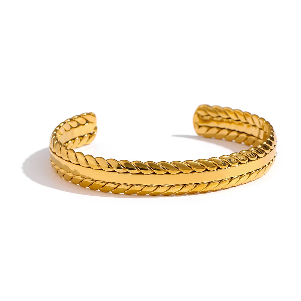 Yhpup pulseira de folhas de aço inoxidável 316l, minimalista, metálico, dourado, 18 k, à prova d'água, joia, presente de festa