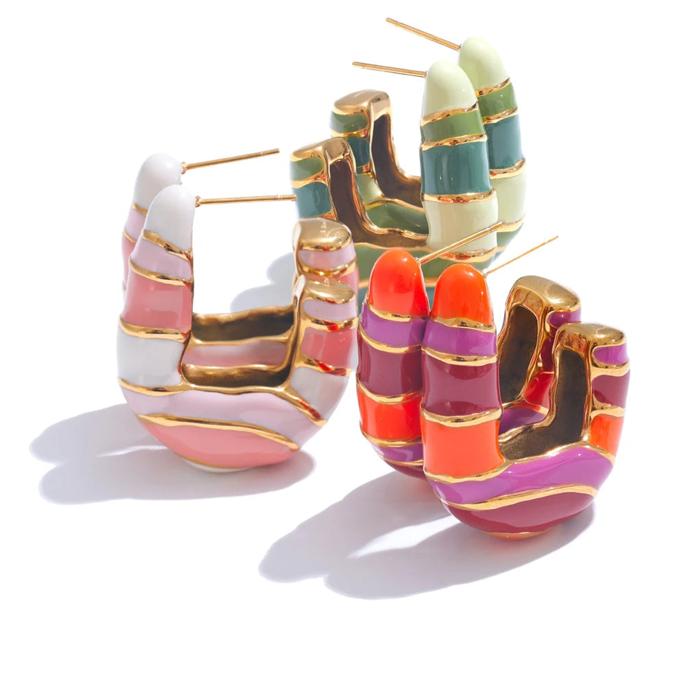 Yhpup doce colorido moda brilhante juventude 316l brincos de fundição de aço inoxidável exclusivo y2k fada arco-íris jóias presente elegante