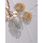 Yhpup brincos de argola redondos ocos geométricos incomuns, à prova d'água, de aço inoxidável, enrolamento de metal, novas joias para mulheres