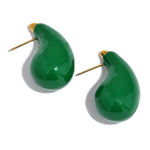 Yhpup branco verde esmalte aço inoxidável grosso gota de água brincos 18k pvd banhado à prova dwaterproof água moda jóias presente feminino