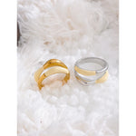 Yhpup anel requintado de aço inoxidável bege esmalte moda 18k ouro platina pvd banhado diariamente joias de dedo bijuterias para mulheres