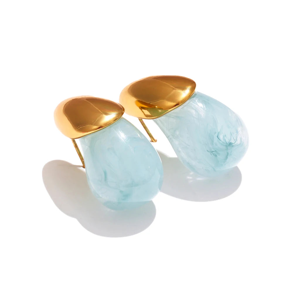 Yhpup nova resina colorida gota de água y2k moda brincos para mulheres de aço inoxidável na moda doces verão diário charme jóias