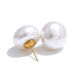 Yhpup 18/12mm estilo coreano pérolas simuladas brincos redondos versáteis acessórios diários de aço inoxidável moda jóias presente