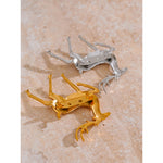 Yhpup-Broches impermeáveis de veado de Natal em aço inoxidável, pino banhado a PVD 18K, jóias unissex para mulheres e homens, acessório Animal Lucky