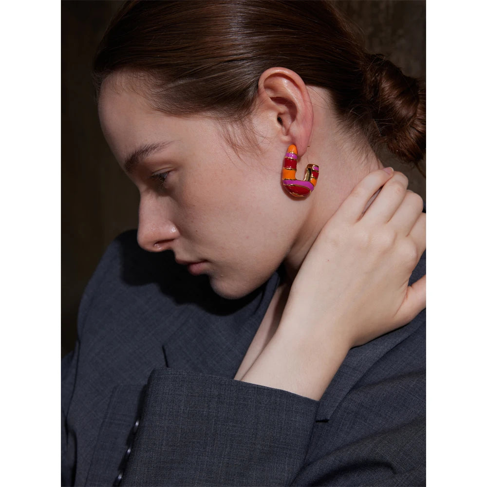 Yhpup doce colorido moda brilhante juventude 316l brincos de fundição de aço inoxidável exclusivo y2k fada arco-íris jóias presente elegante