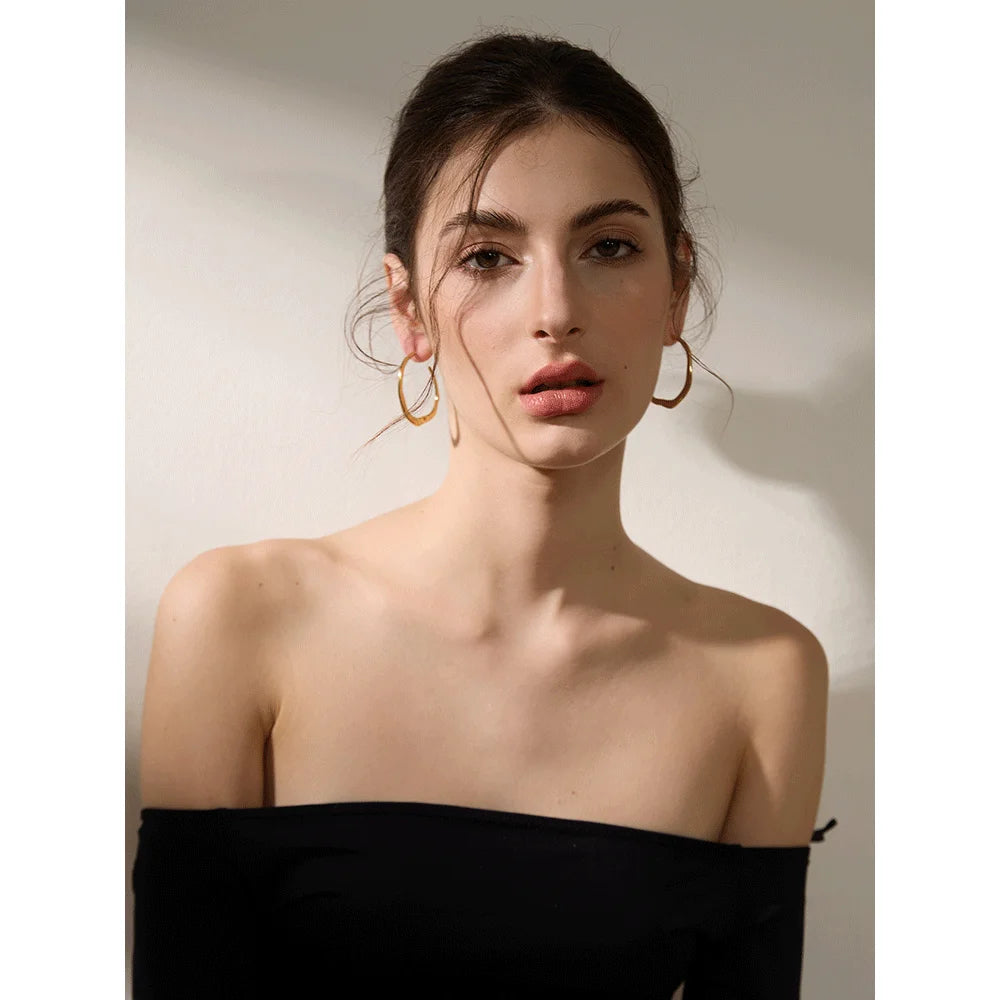 Yhpup minimalista de aço inoxidável geométrico chique brincos à prova dwaterproof água metal 18k banhado a ouro simples diário alta qualidade jóias presente