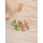 Yhpup moda cristal doce brincos aros franceses na moda branco verde rosa y2k joias de verão para mulheres 18k banhado a pvd