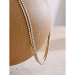 Yhpup luxo brilhante zircônia cúbica corrente colar delicado aço inoxidável de alta qualidade premium jóias acessórios