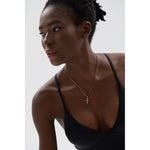 Yhpup delicado colorido bling zircônia cúbica cruz pingente de aço inoxidável colar de luxo de alta qualidade moda brilhante jóias presente