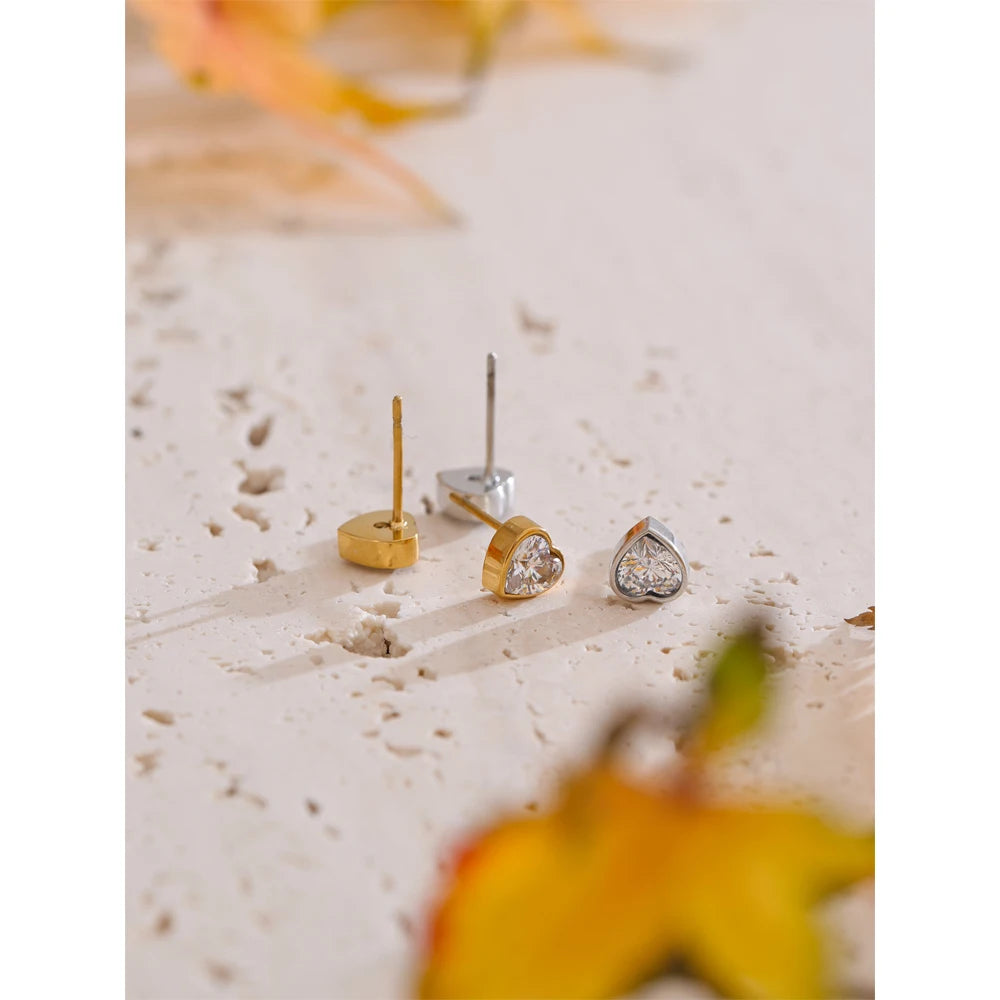 Yhpup delicado aaa bling zircônia cúbica coração amor brincos presente do dia dos namorados de alta qualidade aço inoxidável jóias diárias