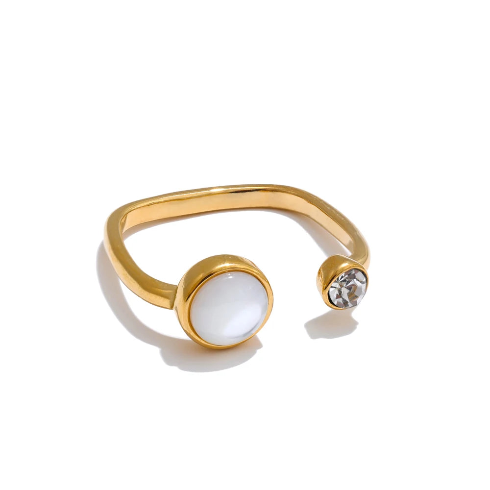 Yhpup aço inoxidável mais grosso escudo ajustável aberto anel delicado moda dedo dourado jóias acessórios diários escritório ladie