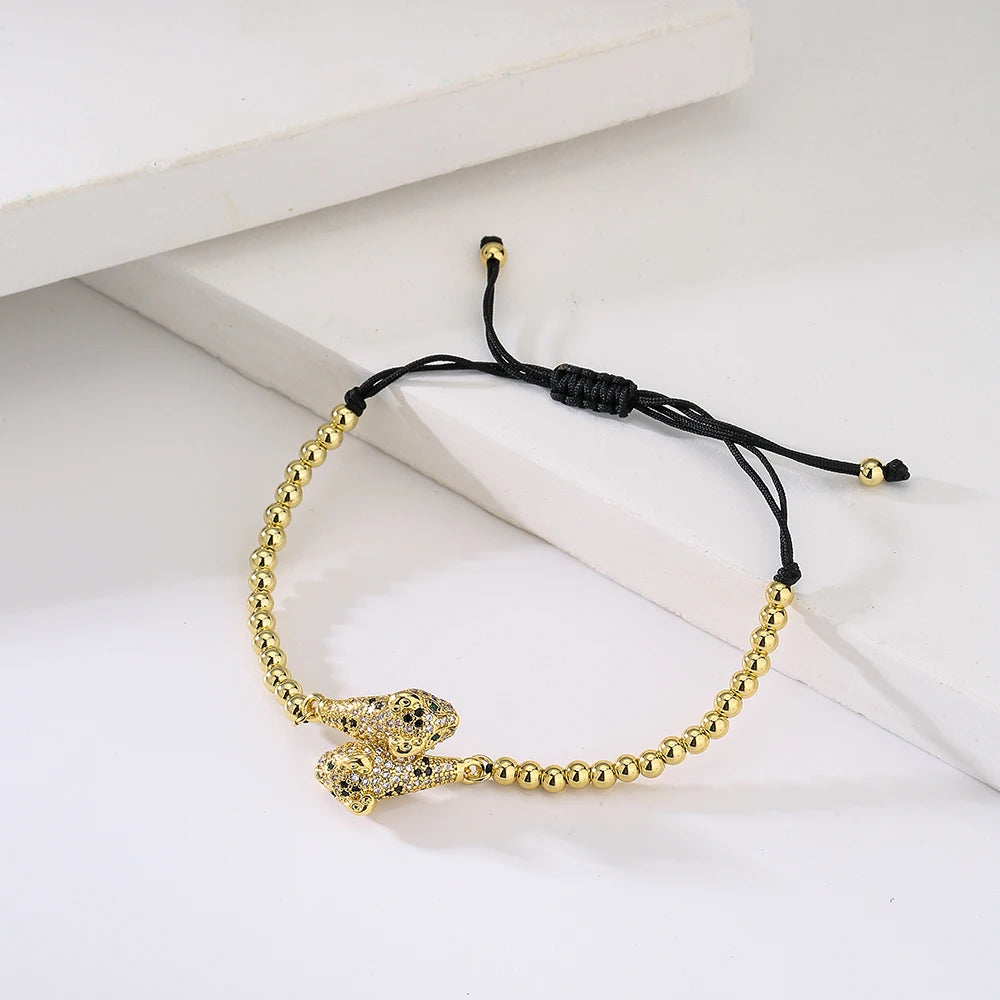 Pulseira Dourada Animais Cravejado com Zircônia - Lafemininy