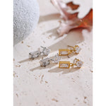 Yhpup brincos retangulares de zircônia cúbica AAA de alta qualidade 2025 aço inoxidável delicado estilo coreano joia diária presente