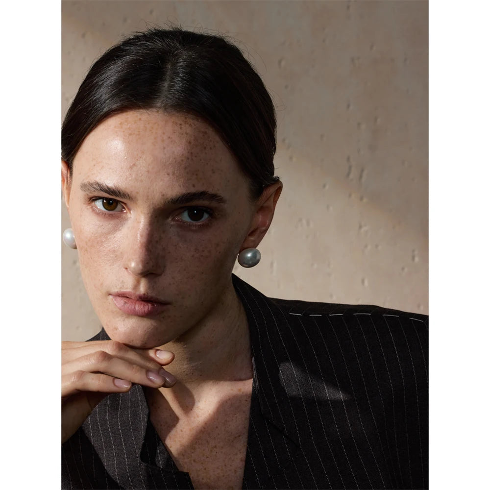 Yhpup 18/12mm estilo coreano pérolas simuladas brincos redondos versáteis acessórios diários de aço inoxidável moda jóias presente