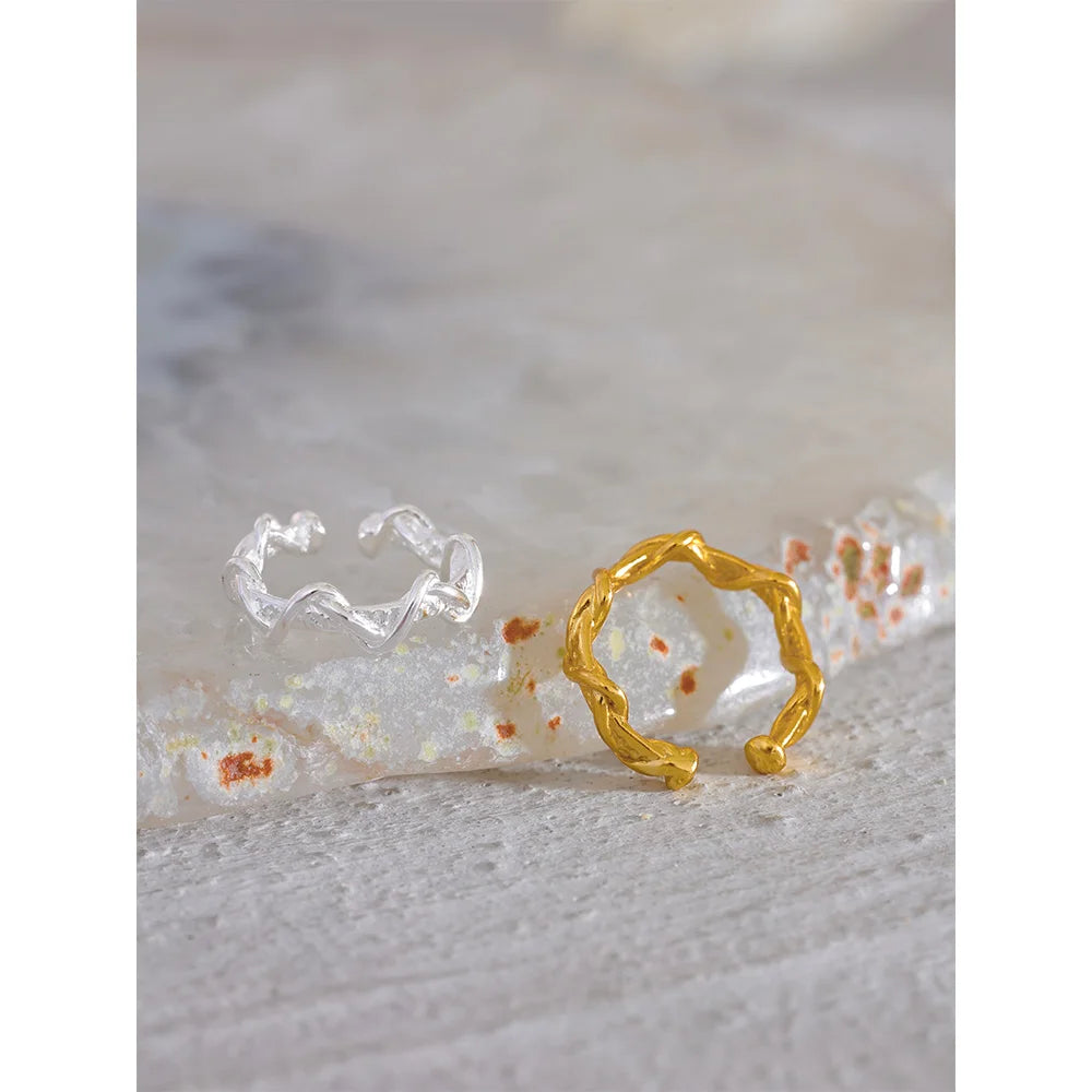 Yhpup prata esterlina torcida geométrica orelha ossos jóias para mulheres metal orelha-clipe manguito em brincos presente minimalista novo