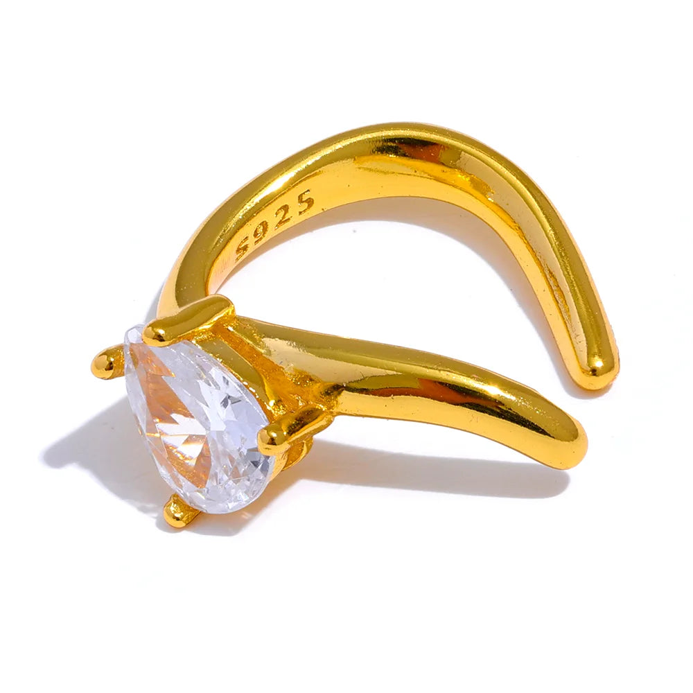 Yhpup 1 peça de luxo com zircônia cúbica, clipes de osso de orelha em brincos, amuletos de prata esterlina da moda, joias finas para mulheres