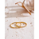 Yhpup 1 conjunto tamanho 6789 delicado zircônia cúbica empilhável anel 18k dourado pvd banhado a aço inoxidável joias de dedo de alta qualidade