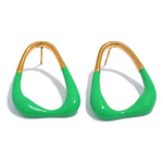 Yhpup verde esmalte minimalista moda geométrica oco brincos feminino na moda verão aço inoxidável jóias elegantes