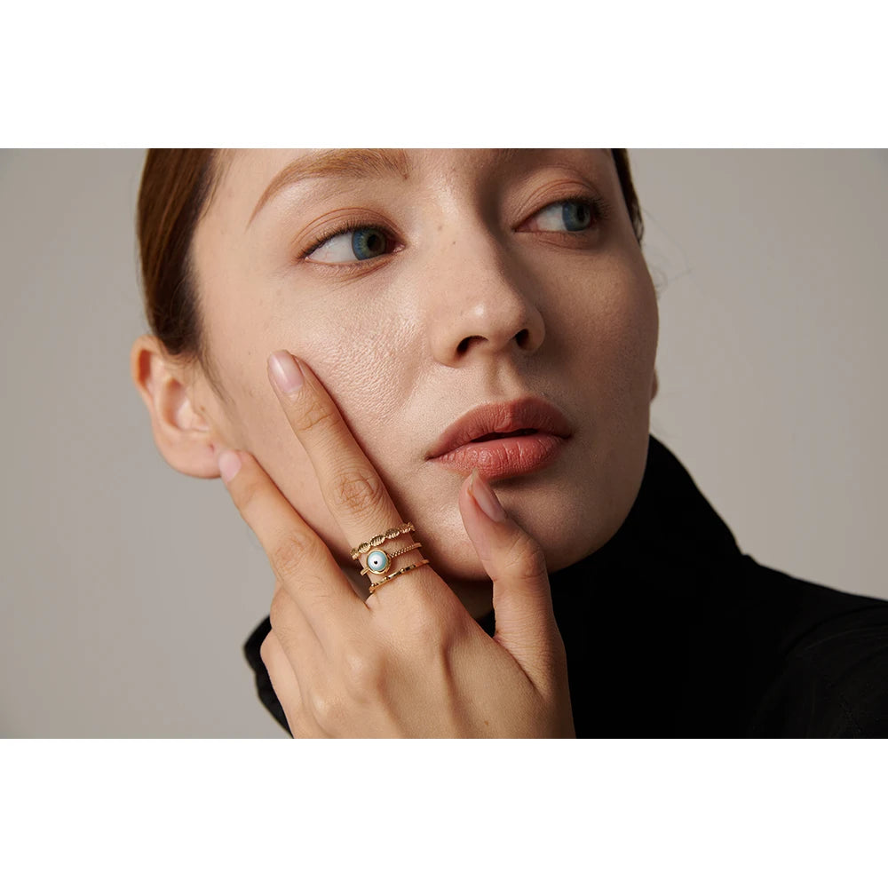 Yhpup-Anel de Talão Olho Turco para Mulheres, Anel de Dedo Ajustável, Aço Inoxidável, Jóias Douradas, Presente, Novo