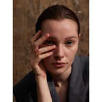 Yhpup anel de moda de zircônia cúbica verde oca de dupla camada de aço inoxidável requintado à prova de ferrugem 18K joias de dedo cor dourada