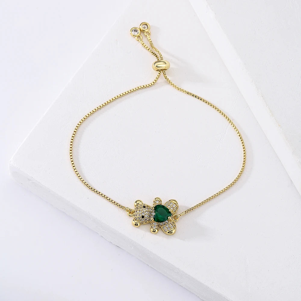 Pulseria com Ursinho Cravejado com Zircônia - Lafemininy