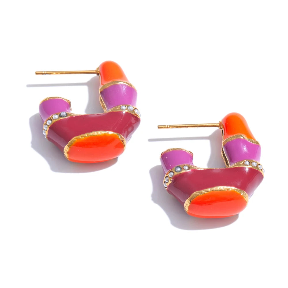 Yhpup brincos de aço inoxidável multicoloridos, exclusivos, Y2K, fundição colorida, joias da moda de alta qualidade, à prova d'água