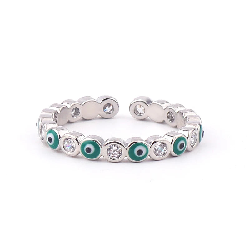 Lucky Eye Azul Turco Evil Eye Anel Aberto Cobre Cor Dourada Anéis de Dedo Ajustáveis para Mulheres Meninas Homens Moda Jóias