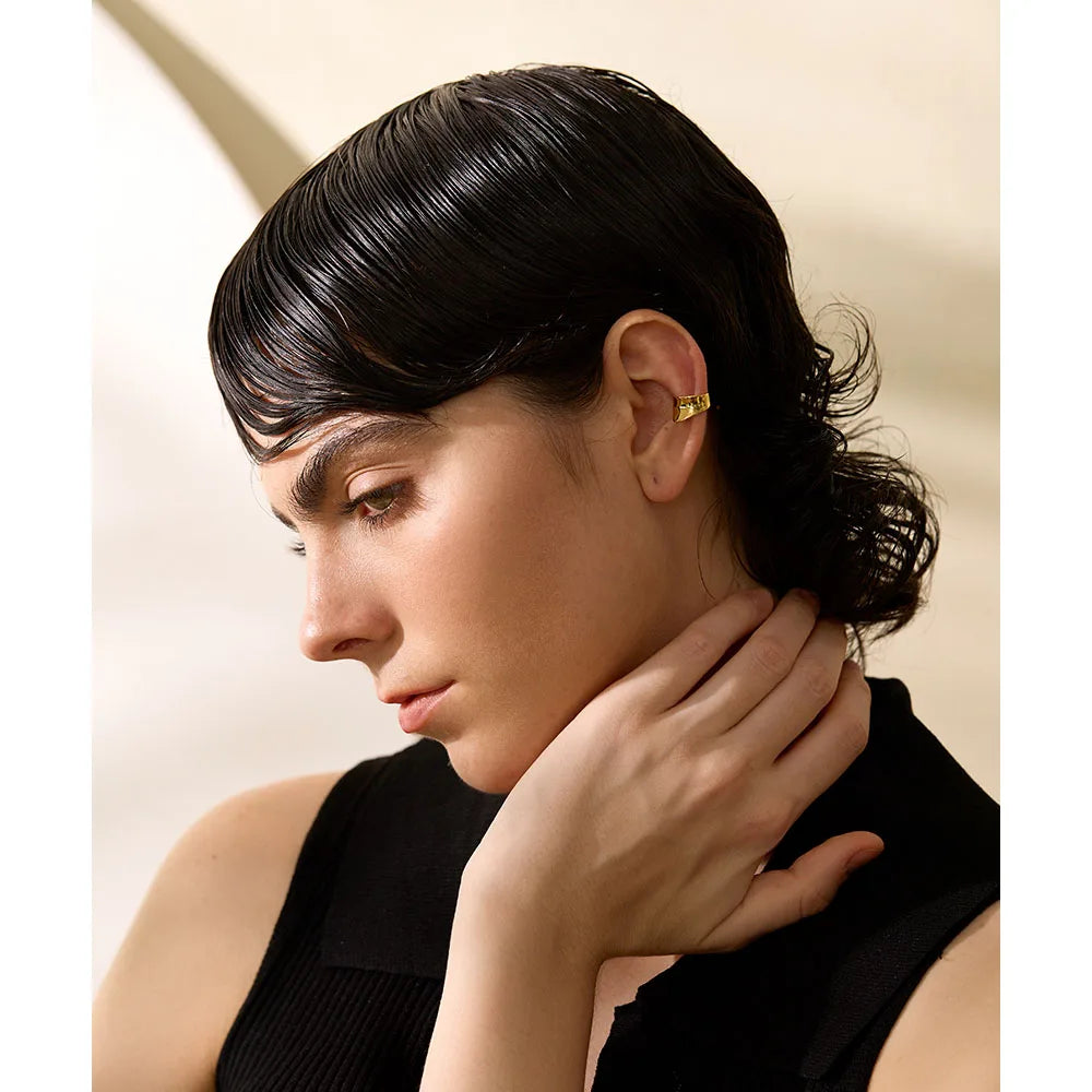 Yhpup-Minimalista Ampla Prata Esterlina Suave Geométrica INS Brincos, Sem Orelha Buraco, Clipes Côncavos em Encantos, Presente Da Jóia, Moda, 1Pc