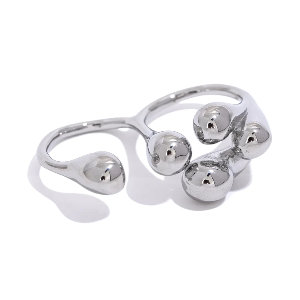 Yhpup Anel de moda individualista criativo de aço inoxidável à prova d'água ouro prata cor textura joias para presente feminino