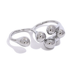 Yhpup Anel de moda individualista criativo de aço inoxidável à prova d'água ouro prata cor textura joias para presente feminino