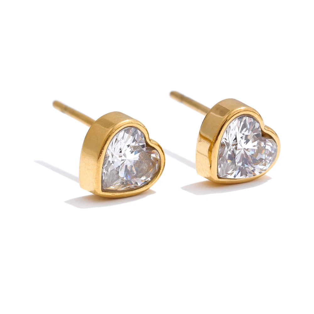 Yhpup delicado aaa bling zircônia cúbica coração amor brincos presente do dia dos namorados de alta qualidade aço inoxidável jóias diárias