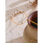 Yhpup elegância simulada pérolas zircônia cúbica colar pingente corrente de aço inoxidável moda romântico pescoço jóias recomendar