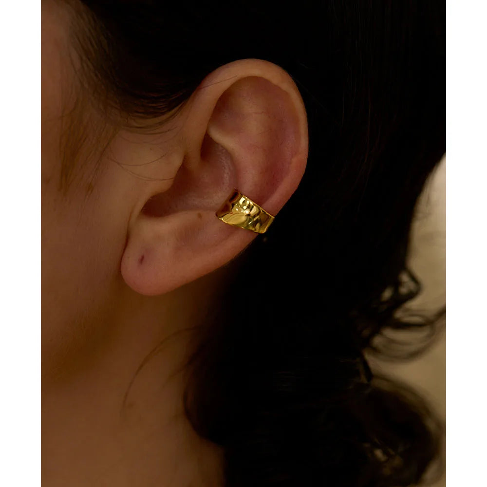 Yhpup-Minimalista Ampla Prata Esterlina Suave Geométrica INS Brincos, Sem Orelha Buraco, Clipes Côncavos em Encantos, Presente Da Jóia, Moda, 1Pc