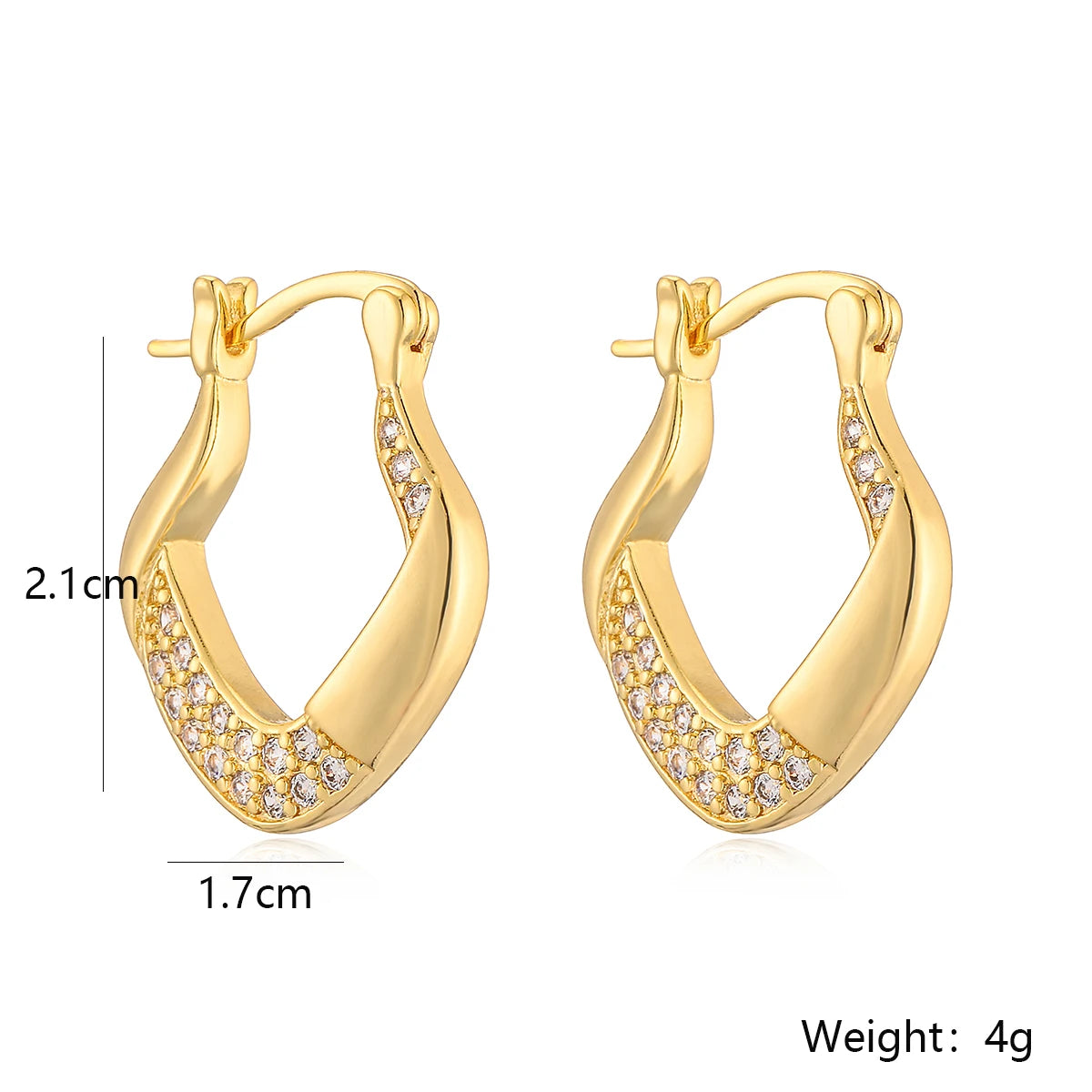 Brinco Coração Vasado Cravejado Cristal - Lafemininy