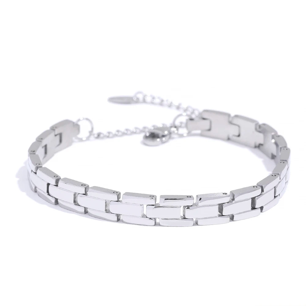 Yhpup 316L Charme de aço inoxidável corrente polida pulseira dourada pulseira ampla Pvd ajustável joias de pulso mulheres homens