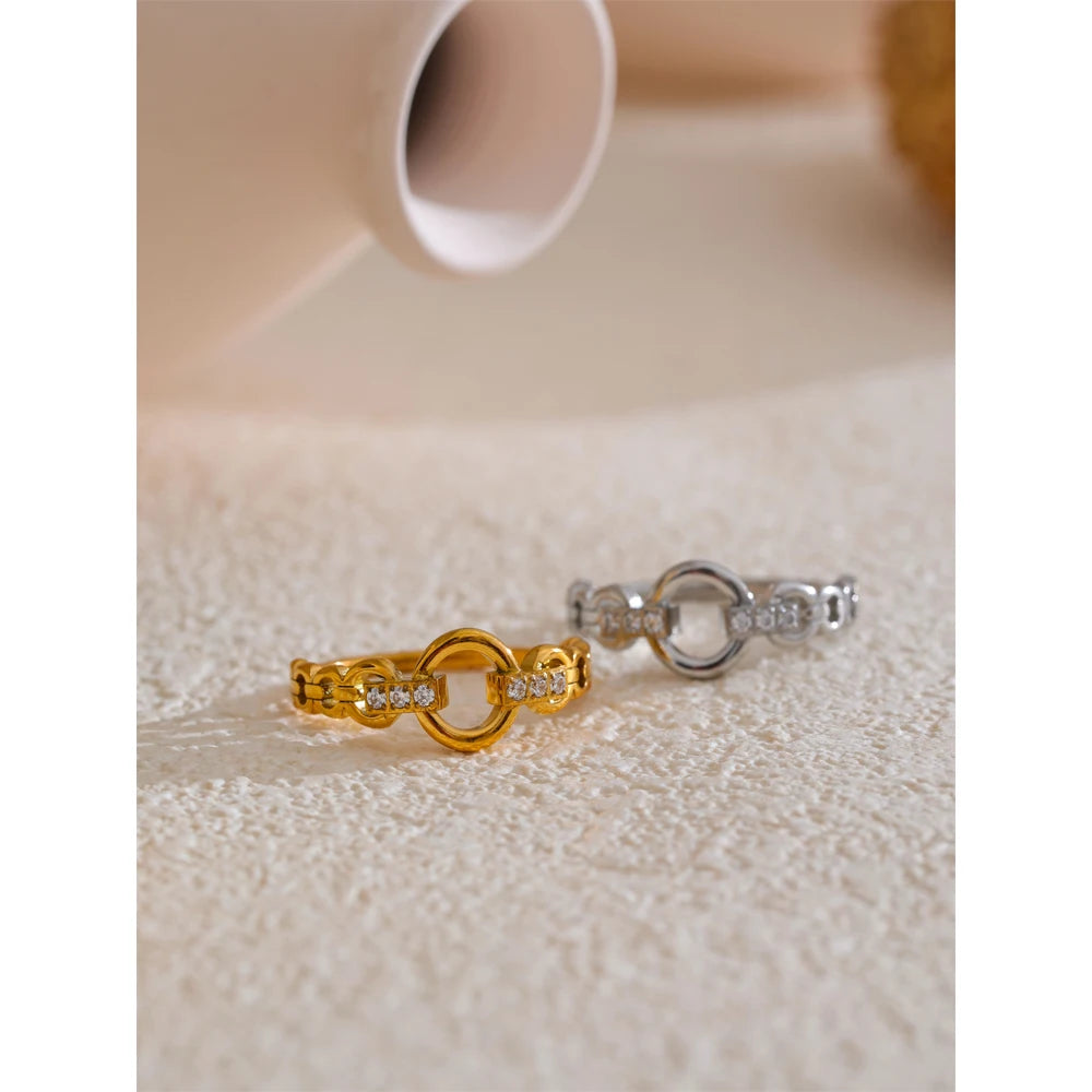 Yhpup 678 # Anel de dedo de ligação de zircônia cúbica de aço inoxidável de alta qualidade joias requintadas e elegantes presente diário para auto