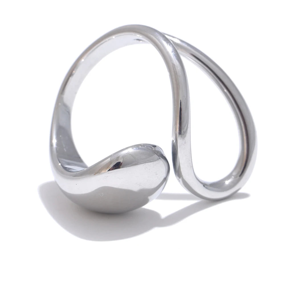 Yhpup criativo 316l aço inoxidável moda geométrica aberto anel ajustável 18k pvd banhado novo diário chique jóias de alta qualidade