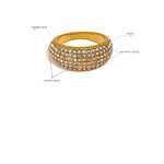 Yhpup luxo zircônia cúbica pavimentar aço inoxidável moda anel de alta qualidade feminino clássico requintado dedo jóias bijoux presente