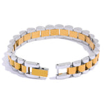 Yhpup pulseira de corrente de aço inoxidável simples 18 k banhado textura de metal pesado joias da moda masculinas bijuterias femininas festa à prova d'água