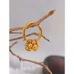 Yhpup declaração de aço inoxidável empilhados contas artesanal anel dourado para mulheres resistente a manchas metal atraente jóias exclusivas