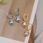 Brinco Coração com Zircônia Cristal - Lafemininy